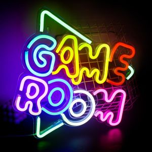 vert salle de jeux néon logo LED néon décoration murale USB Powered cool lettres colorées logo chambre Art Déco mur salle de jeux salon Bar décoration cadeau garçon - Neuf