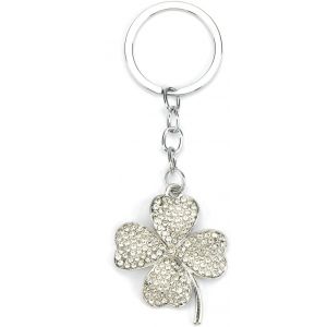 Kal-Porte-Clés Porte-Bonheur Avec Trèfle En Argent, Pendentif Trèfle Avec Strass, Cadeau De Remerciement - Neuf