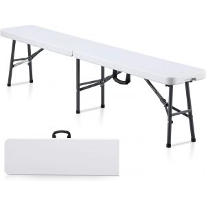 Ulteronixshop-Banc Pliable En Plastique Blanc De 1,8 M Avec Poign&eacute;e De Transport, Si&egrave;ge Portable Pour Pique-Nique, Camping, Salle &Agrave; Manger, F&ecirc;te - Neuf