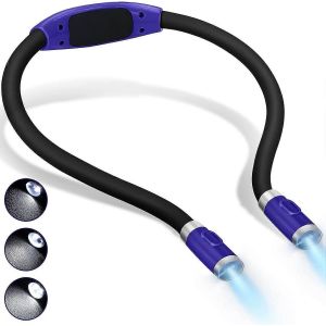 Lampe De Lecture Led,Veilleuse &Agrave; Pince Mains Libres Rechargeable Flexible,Double T&ecirc;te (Bleu Fonc&eacute;) - Neuf