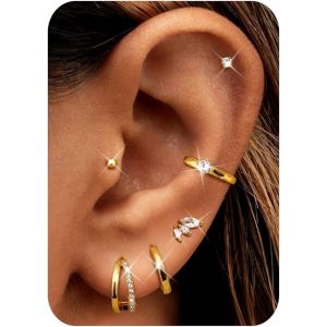 Kal-Boucles D'oreilles En Or Hypoallergénique Boucles D'oreilles À Dos Plat Boucles D'oreilles Cartilage Pour Boucles D'oreilles À Dos Plat - Neuf