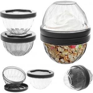 Letnerny-Gobelet À Céréales À Emporter, 700 Ml, Gobelet À Yaourt En Plastique Avec 2 Compartiments Séparés Pour Céréales Et Yaourt, Gobelet Pour Petit-Déjeuner À Emporter - Neuf