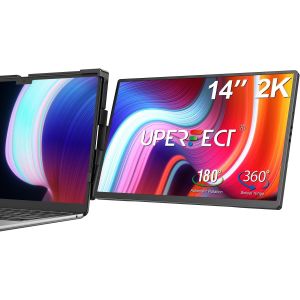 Laptop Screen Extender, 2K 14"" 360&deg;Unique Swivel Hinge W/ 180&deg; Automatic Rotation, 2240X1400 Qhd Ips Portable Monitor For 14""-17"" Laptops, Plug & Play With Mac, Wins, Dex (Only On[ZHB1869] - Neuf