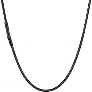 Kal-Collier Cha&icirc;ne Serpent, Argent/Noir Cha&icirc;ne De Serpent, 2/3/4mm Serpent Acier Inoxydable Collier, Collier Serpent En Argent, Collier Chaine Maille Serpent Homme Longueur 46-71cm - Neuf