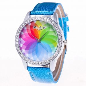 Zhoulianfa Femmes Casual Montre Cristal Color&eacute; Analogique Bracelet Bracelet Quartz (Bleu) - Neuf