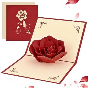 CHECARZHN--NO1-Carte De Voeux 3D Pop Up, Carte De Saint-Valentin Fleur Rose Romantique Pour Femme, 2 Pièces Avec Enveloppe, Pour Anniversaire Et Saint Valentin - Neuf