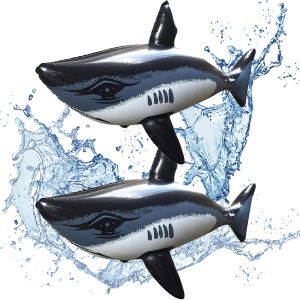 KAL-Lot De 2 Jouets Gonflables Pour La Plage, La Piscine, Les Fêtes Hawaïennes, Les Jouets Aquatiques, Pour Arrière-Plan De Plage, La Piscine, La Décoration Hawaïenne, Fête À Thème (Requins) - Neuf