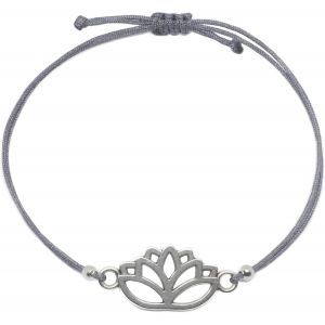 Kalsw-Bracelet Pour Femme Lotus Silver Bracelet En Macramé À Taille Réglable Avec Fleur De Lotus Fait À La Main Incl.Emballage Cadeau - Neuf
