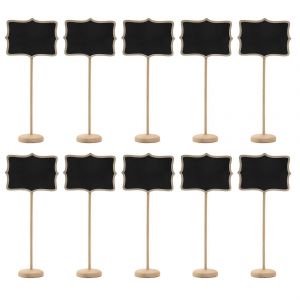 Pack de 20 Mini Tableaux Noirs En Bois Signes Piquets,Tableaux Noirs avec Supports et Autocollants,Petit Rectangle Noir B - Neuf