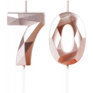 Chenquansarl-Or Rose Bougies D'anniversaire Pour 70 Ans, 3d Bougie Num&eacute;ro 70, Bougies Dor&eacute;es, Bougie D'anniversaire Pour G&acirc;teau, Bougies D'anniversaire, D&eacute;corations De G&acirc;teau Pour F&ecirc;te D'anniversaire - Neuf