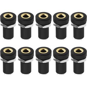 MEVRONISSHOP-10pcs 3,5mm Femelle Mono Montage sur Panneau Jack avec &Eacute;crous 3,5mm Mono Jacks Montage sur Panneau Connecteurs &agrave; Souder Accessoires pour Lecteurs CD Ordinateurs Portables Num&eacute;riques DVD - Neuf