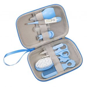 Kit De Soins Pour Bebe 8 Pieces, Petit Kit De Soins Portable Pour Bebe, Thermometre, Kit D'outils Pour Les Ongles, Bleu - Neuf