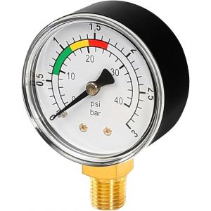 1/4 BSPT Manomètre,manomètre d'eau 0-3 Bar,Tuyau De Testeur Pression Hydraulique Filtre Piscine Spa pour Piscine et Spa Mesure Manometre Piscine pour Piscine et Spa Mesure 53mm Manomètre - Neuf