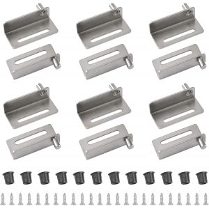 Lot de 6 paires de charni&egrave;res pivotantes en fer argent&eacute; avec tige dissimul&eacute;e, charni&egrave;res de porte d'armoire &agrave; angle droit pour porte d'armoire en bois &agrave; balancement libre (trou unique) - Neuf