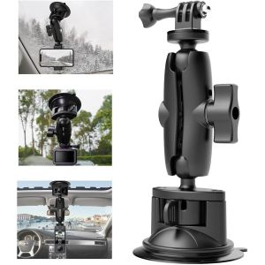 Support &Agrave; Ventouse R&eacute;glable Pour T&eacute;l&eacute;phone Et Cam&eacute;ra D'action,Fixation Avec Bras Magique Sur Pare-Brise De Voiture Pour Gopro Akaso Xilecam Sjcam Wolfang Apexcam Insta360 Dji - Neuf