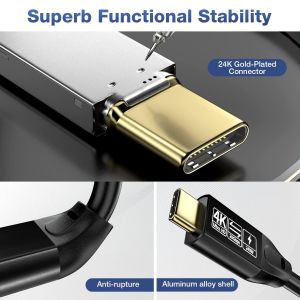 TIANYI-20Gbps USB C 3.2 Gen 2 Cable, Type C 4K@60Hz UHD Video 5A/240W PD3.1 Fast Charge w/E-Marker Compatible with Thunderbolt 3/4 for iPhone 15Pro MacBook Samsung Galaxy Pixel Dell Monitor (3M) - Neuf