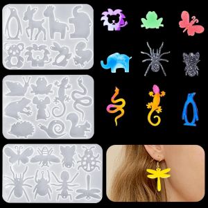 3 Pi&egrave;ces Moule Boucles D'oreilles Animaux, Moules Resine Epoxy Insecte Papillon Serpent Moulle R&eacute;sine Silicone Pendentif Lapin Pour Diy Moulage Porte-Cl&eacute;s Collier Artisanats D&eacute;cor (Type A) - Neuf