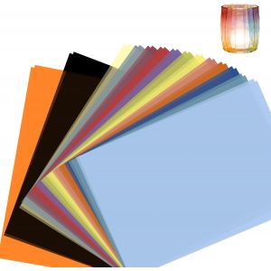 Mevronisshop-30 Feuilles A4 Papier Vitrail | 15 Couleurs, Dont Or Et Argent Papier Calque Couleur, Papier Couleur | Pour Lanternes Diy Faites Main Papier Transparent Couleur, 100 G/M&sup2; - Neuf