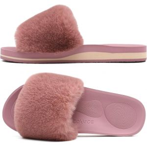 Kalanka-Chaussons Femme Fourrure Pantoufles Peluche Claquette Femme Pantoufles Maison Sandal Bout Ouvert -Orthopédique-Antidérapant-Lavable - Neuf