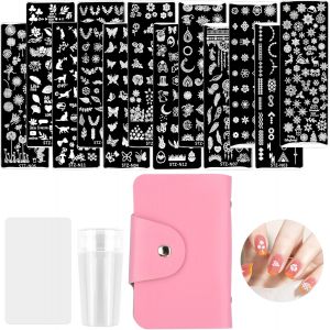 12 Pcs Nail Art Stamping Templates Set,Mod&egrave;le D'image Fleur Motifs G&eacute;om&eacute;triques,Nail Art Stamping Plaque,Kit Plaques D'estampage Pour Nail Art,Pour Manucure Diy - Neuf