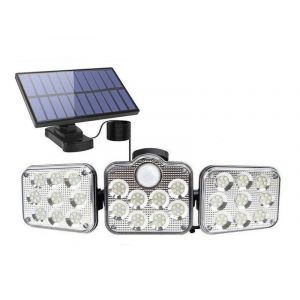 Lampe Solaire &Agrave; D&eacute;tecteur De Mouvement &Agrave; 3 T&ecirc;tes Avec 138 Led Pour La S&eacute;curit&eacute; Et L'&eacute;clairage Ext&eacute;rieurs - Neuf