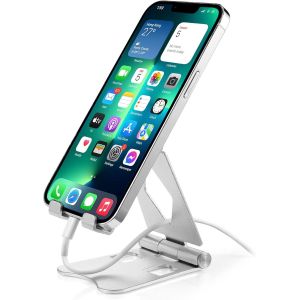 KALANKA-Support T&eacute;l&eacute;phone Portable R&eacute;glable Enti&egrave;rement en Aluminium pour T&eacute;l&eacute;phone Portable Compatible avec iPhone 16 15 14 13 12 11 Pro Max, Samsung, Huawei et Tous Les Smartphones - Neuf