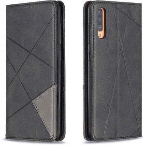 Mdy-Coque Pour Samsung Galaxy A70, Housse Portefeuille En Cuir Etui De Protection Avec Slim Tpu Silicone Bumper Antichoc Magnétique Flip Case, Porte Cartes Avec Fonction Support Cover (Noir) - Neuf