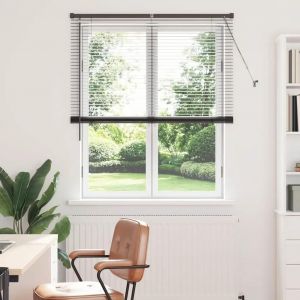 Vidaxl Store De Fenêtre Avec Des Rideaux Autre Noir 80 X 130 Cm Aluminium - Neuf