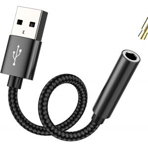 Usb Male To 3.5mm Female Headphone Jack Adapter External Auxiliary Audio Usb-A Cable Car Dongle Converter Stereo Music Microphone Connector Headphone Pc Laptop - Neuf