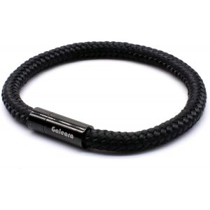Bracelet Cordage De Voile Noir Pour Homme Et Femme - Tressé - Style Nautique - Avec Fermeture Magnétique (Riu Premio Noir, 195) - Neuf