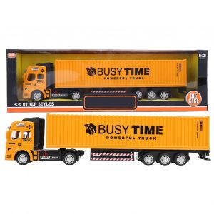 1: 48 Alloy Container Truck Model Toy Highly Simulation Children Car Toys VehicleYellow Container Truck Model - Neuf