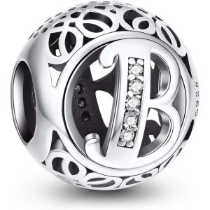 Eryi-Argent Sterling 925 Charme Lettre De L'alphabet Femmes Pearl Charms Avec 5a Zircone Compatible Pour Européen Bracelets - Neuf