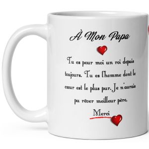 Eryi-Mug Amour Mon Papa Je T'aime Message D'amour Tasse Céramique Tendresse Haute Qualité Offrir Idée Cadeau Homme Anniversaire Noel Fete Fille Fils Père Déclaration Famille 325ml - Neuf