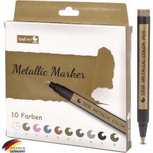 Ensemble De Stylos Marqueurs M&eacute;talliques, 10 Couleurs Stylos De Couleur M&eacute;tallique Pour Album Photo Bricolage Livre D'or Pierres De Mariage Verre Noir Papier C&eacute;ramique Bois Toile Scrapbooking - Neuf
