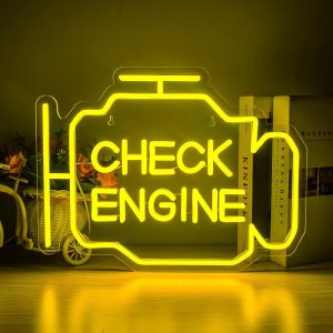 Panneau Néon Check Engine Pour Garage Panneaux Lumineux À Led Pour Atelier De Réparation Automobile Variateur Usb Néon Jaune Pour Décoration Murale Atelier De Réparation De Garage - Neuf