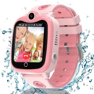 Montre Connectée Enfant 4G, Montre Gps Enfant Tracker Avec Appel Vidéo Sos Caméra Étanche Ip68 Mode Classe Jeux Réveil, Montre Telephone Avec Sim Cadeau Pour Filles Et Garçons - Neuf