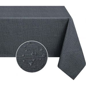 Nappe En Toile Cirée, Lavable, Imperméable, Résistante Aux Intempéries, Pour Jardin, Extérieur, Table À Manger, Fête, Gris Foncé, 140 X 180 Cm - Neuf