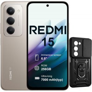MEVRONISSHOP-Redmi 15 Smartphone 5G, 8GB/256GB, 6.9"" Confortable pour Les Yeux,Pouces Batterie 7000 mAh, Charge Rapide 33 W et Charge invers&eacute;e 18 W, Coque Inclus (Gris) - Neuf