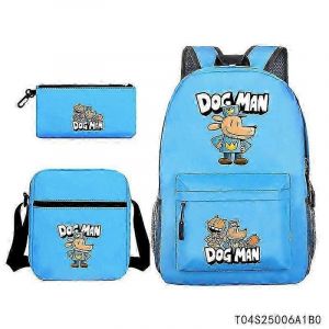 Sac a dos d'ecole isotherme pour enfants avec motif chien et homme Dav Pilkey en 3D, sac a dejeuner, trousse a crayons, cadeaux - Neuf