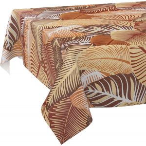 SJZG-Nappe En Toile Cirée - Lavable - Nappe De Jardin - Imperméable - 120 X 140 Cm - Bord Coupé - Motif Floral - Feuilles Et Tonnelle - Rouge - Neuf