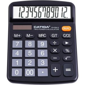 Calculatrice de Bureau 12 Chiffres avec Grand écran LCD et Bouton Sensible,Double Alimentation Solaire et Batterie,Fonction Standard pour Bureau,Maison,école,CD-2786.[V14] - Neuf