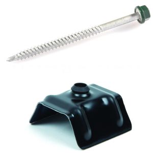 CHECARZHN--NO1-Vis Bac Acier Et Cavalier, 25 Kits De En Sommet Nervure Pour Tole Ond , Pret A Poser, 6.5X100Mm+Cavalier Ral7016 Tete Hexagonale Autoperceuse Etancheite imum Toiture - Neuf