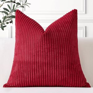 Lot De 1 Housse De Coussin En Velours Côtelé Décoratif Canapé Taie D'oreiller Douce Pour Maison Salon Chambre Lit Clic Clac Décoration 60x60cm Bourgogne - Neuf