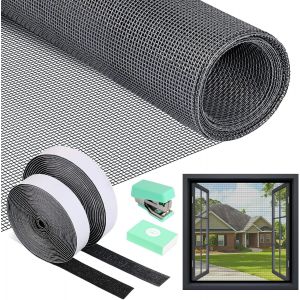 SEPT-Moustiquaire Fenetre, 120x250cm Rouleau Moustiquaire sans Percage, Toile Moustiquaire avec Ruban Adhésif, Filet Moustiquaire Fibre de Verre Recoupable pour le Balcon du Puits de Lumière du Salon - Neuf