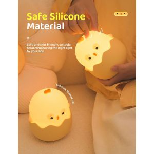 Veilleuse B&eacute;b&eacute;, Veilleuse Enfant Chambre Salon, Led Lampe De Chevet Dimmable, Usb Rechargeable Lampe Veilleuse Avec Minuteur, Veilleuse En Silicone, Veilleuse Deco Chambre Bebe (Poussins) - Neuf