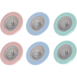 Ensemble de 6 filtres de vidange en silicone pour &eacute;vier de cuisine, multicolores - Neuf