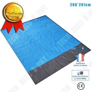 Td® Tapis De Plage Portable Pour Voyage Camping/Tapis Pique-Nique Extérieur Portatif/Couverture De Plage Imperméable Bleu 201*146 Cm - Neuf