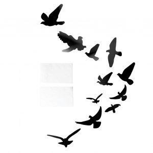 Hjlian Miroir Mural Tridimensionnel Autocollant Motif Oiseau, Decoration Murale Pour Chambre, Salon, Tv, Canape, Arriere-Plan Noir - Neuf