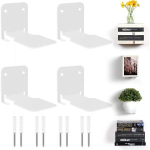 Tianyi-Etagere Murale Blanche [Lot De 4] - Etagere Murale Flottante Robuste Pour Ranger La Maison, Bureau, Chambre, Salon - Etagere Invisible Pour Livres & Deco Avec Mat&eacute;riel De Montage - Neuf