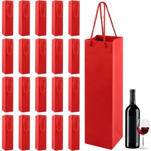 JEXNOVASHOP-20 Pi&egrave;ces Pochette Cadeau Bouteille, Pochettes Cadeaux, Sacs de Bouteilles, Pochettes Sacs Cadeaux de Bouteilles de Vin, Emballage Bouteille Vin et Champagne pour No&euml;l, F&ecirc;tes, Anniversair - Neuf